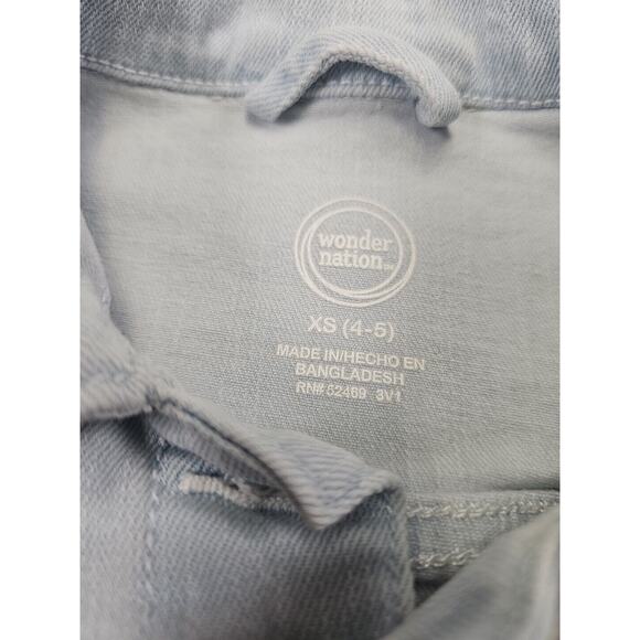 Jean Jacket Girls XS 4/5 Light Wash Denim Star Patches Stretch - Picture 4 of 7